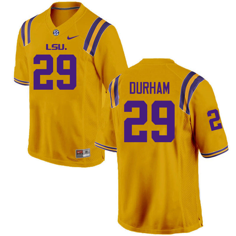 Men #29 Caden Durham LSU Tigers College Football Jerseys Stitched-Gold